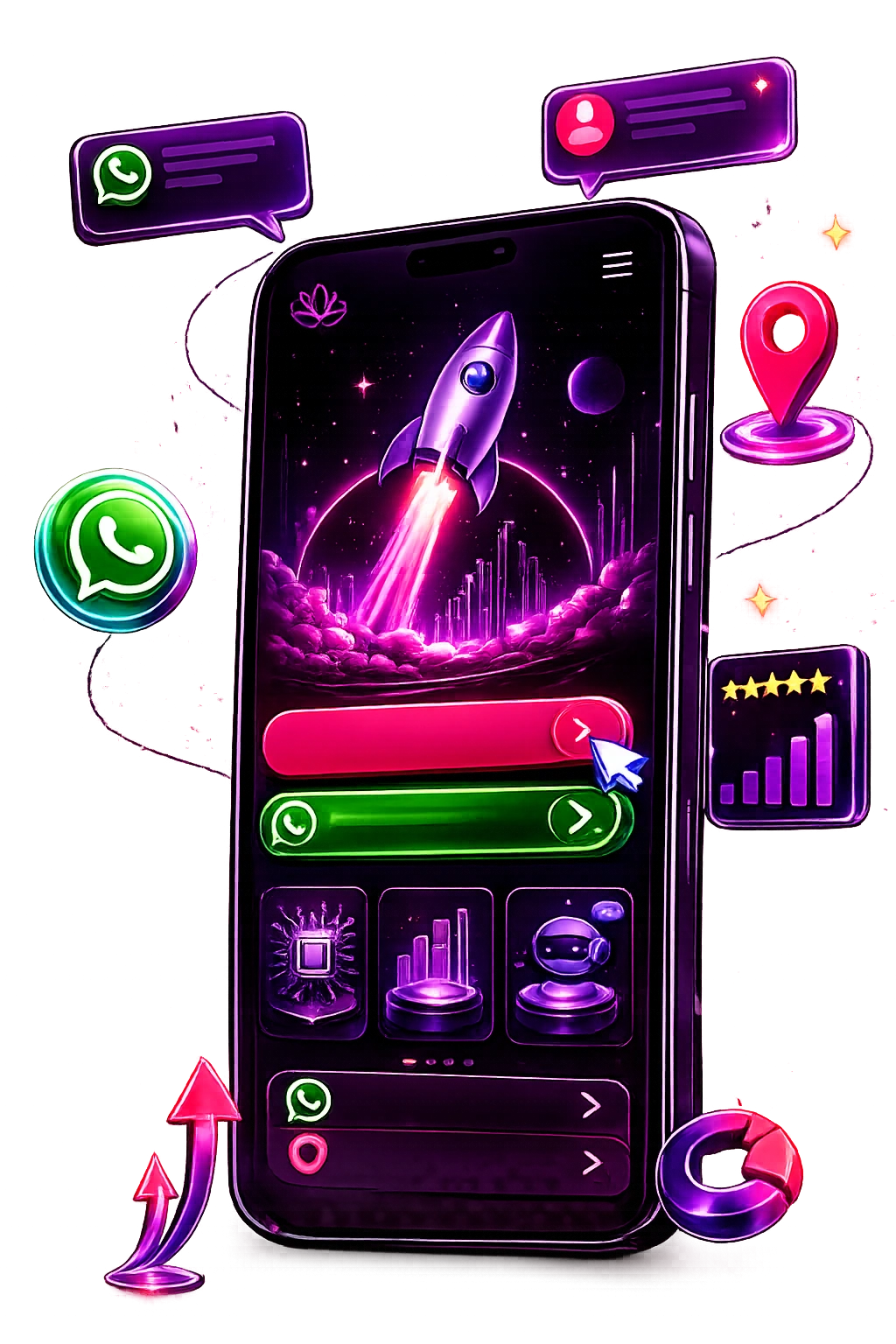 Mockup de landing page en celular